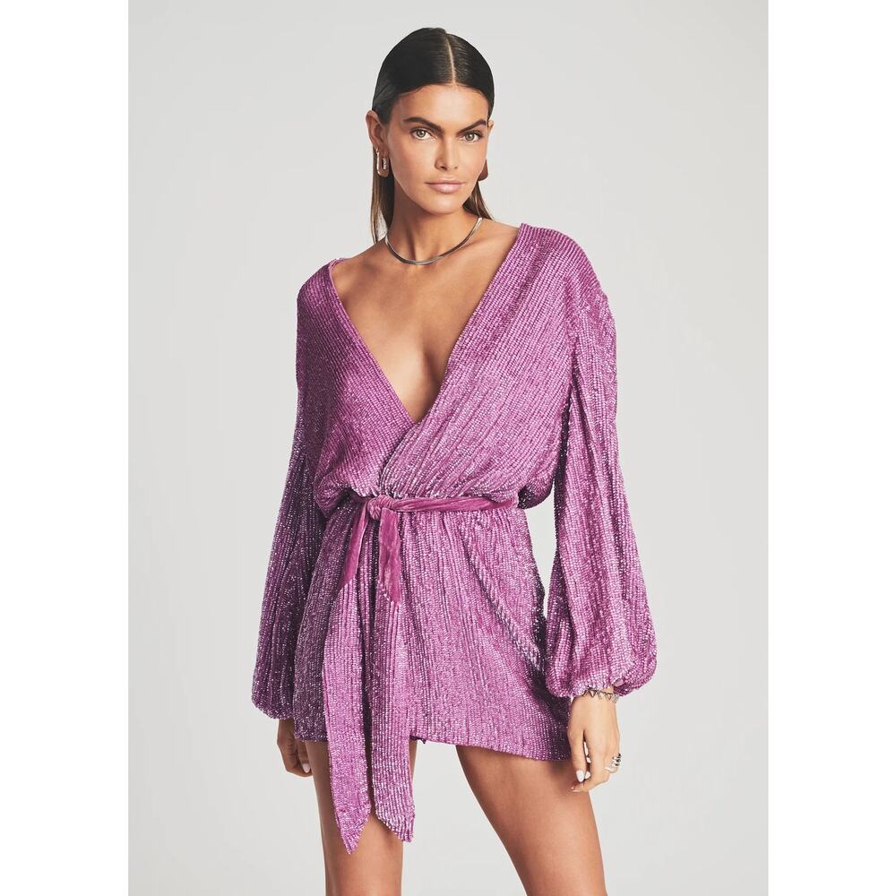 Retrofete Gabrielle Purple Sequin Robe Dress